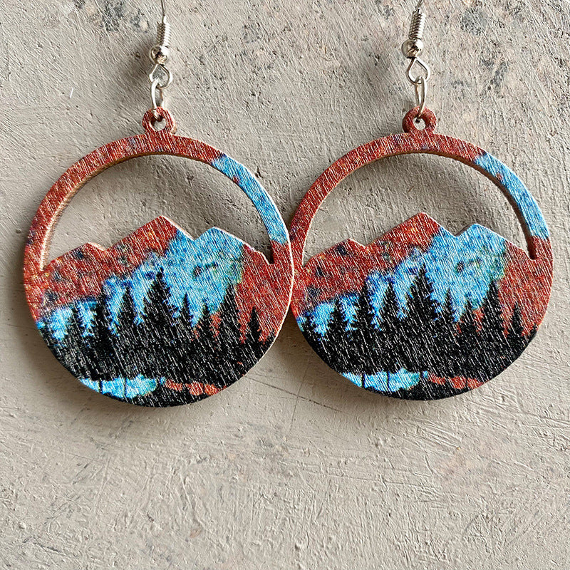 Western Geometric Cactus Wood Earrings - product image 1