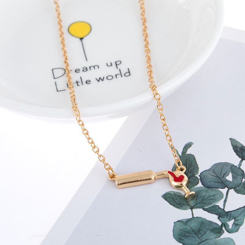 Heart Wine Glass Necklace for Women