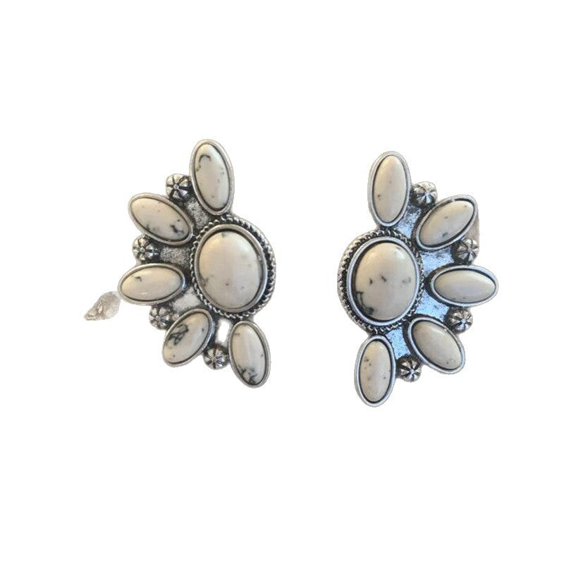 Turquoise Boho Vintage Geometric Floral Earrings - product image 5