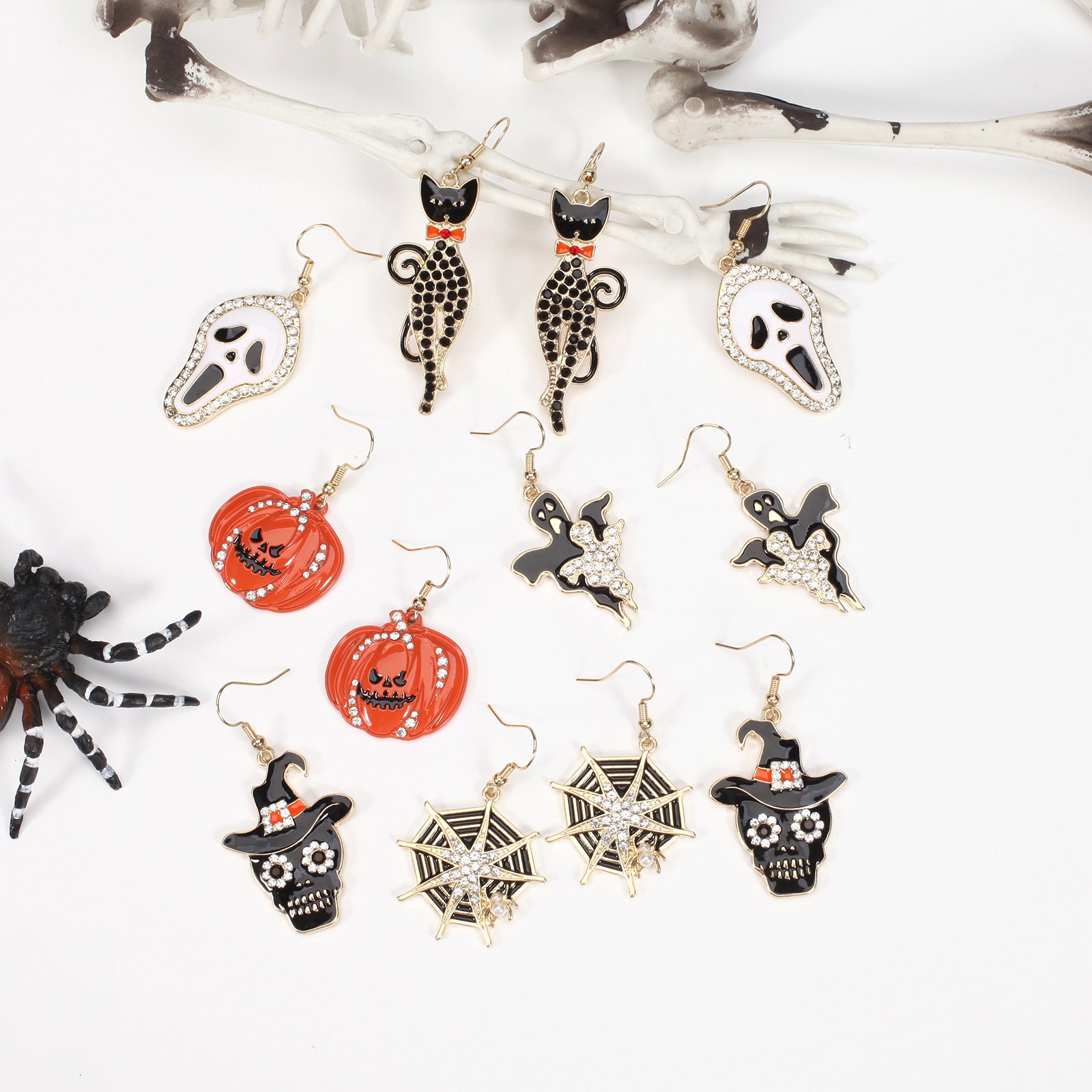 Halloween Earrings Featuring A Little Cat - A Screaming Ghost - A Pumpkin - A - product image 2