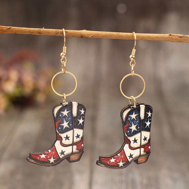 Western Vintage Cross Wood Earrings - product image 1