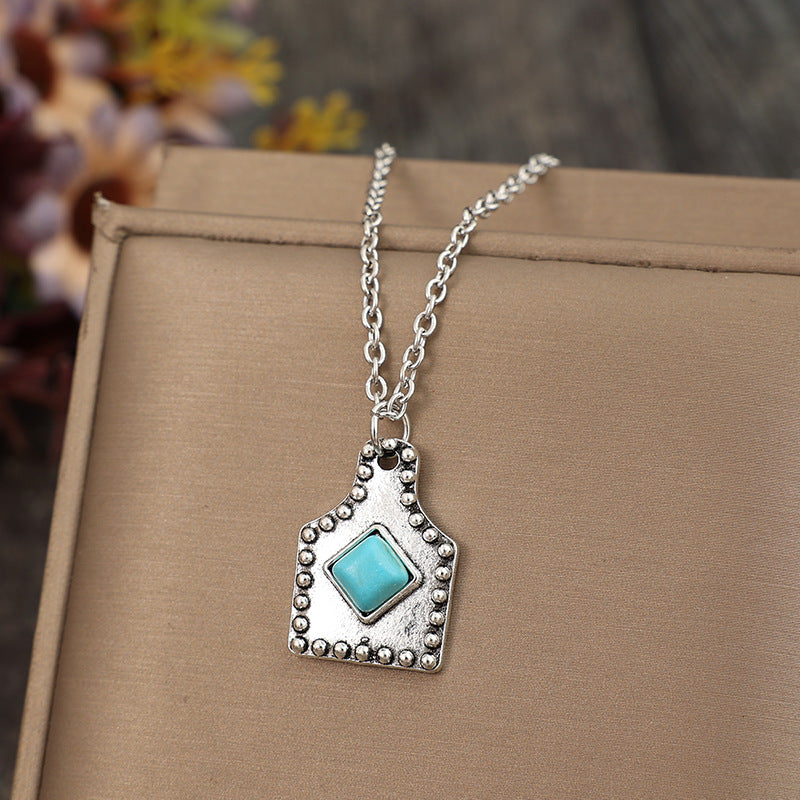 Western Turquoise Vintage Cross Wine Glass Necklace - product image 12