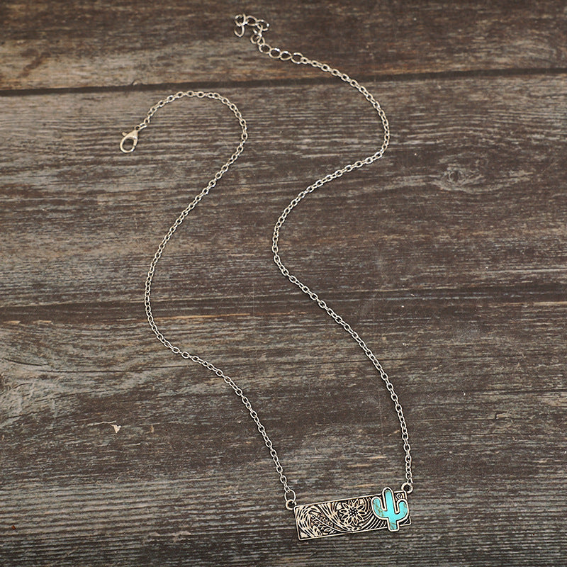 Western Turquoise Vintage Cactus Cross Necklace - product image 16
