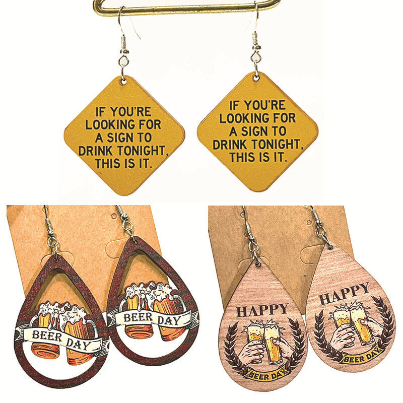 Vintage Cross Wood Earrings - product image 1