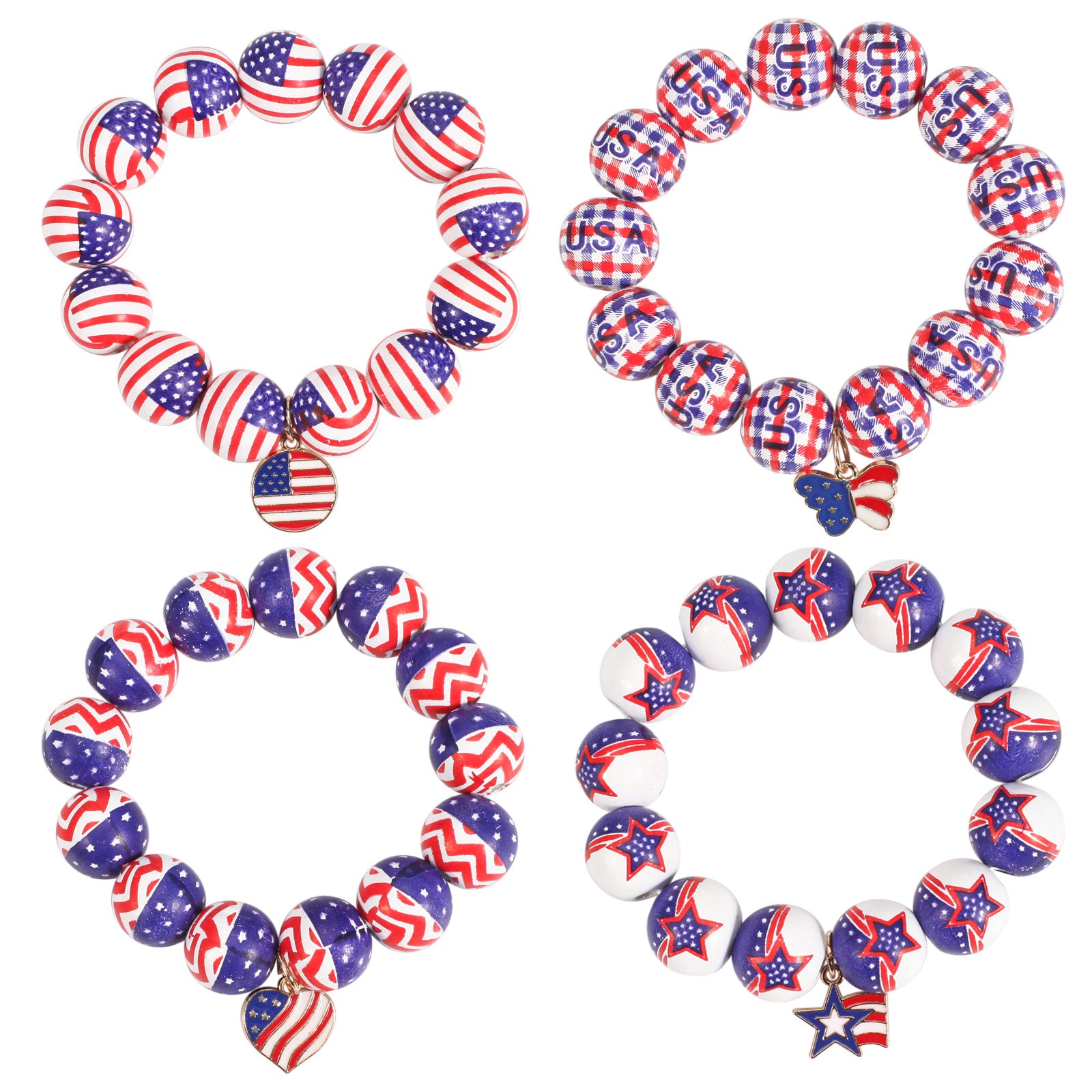 Flag Wood Beaded Bracelet - product image 1