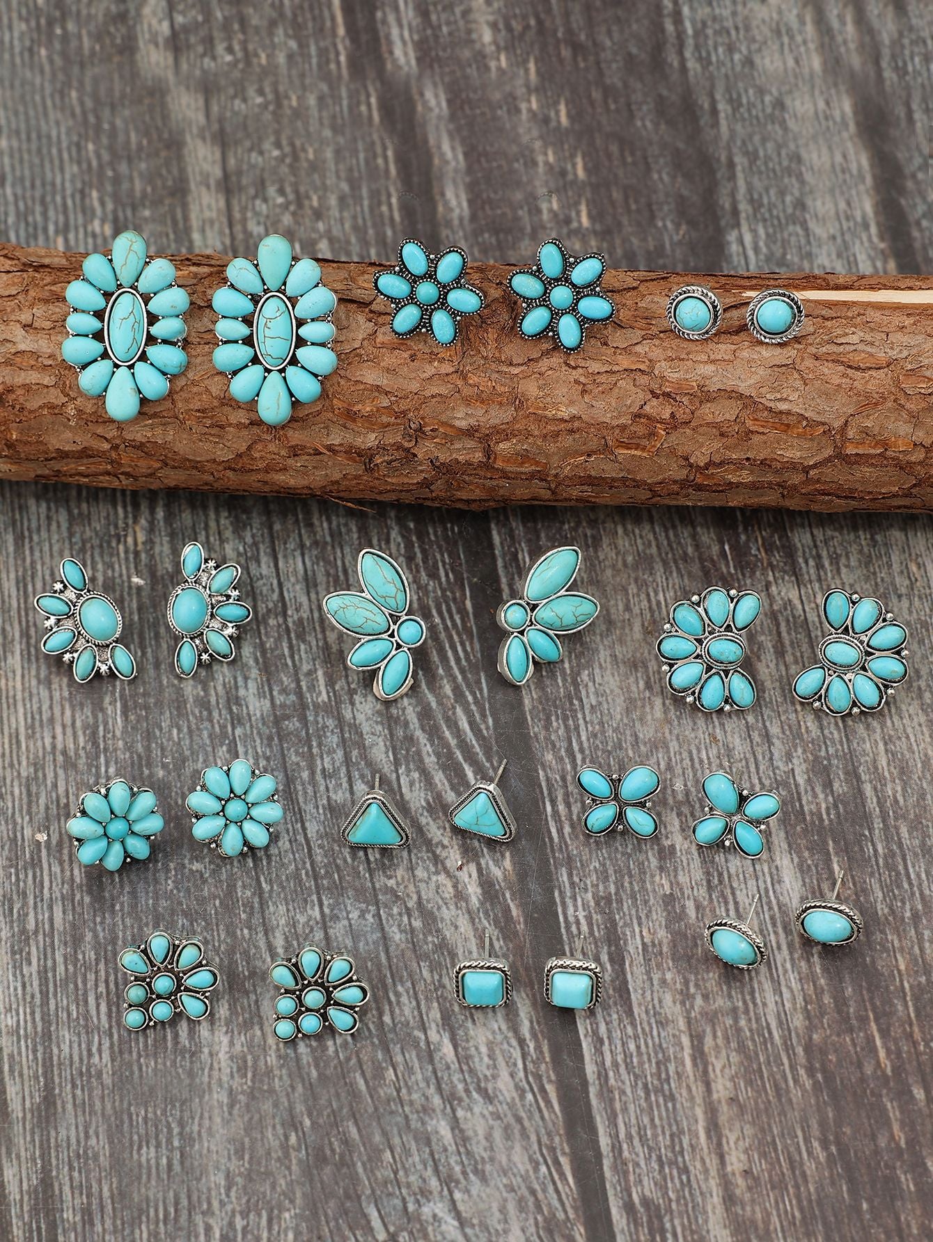 Turquoise Boho Vintage Geometric Earrings - product image 9