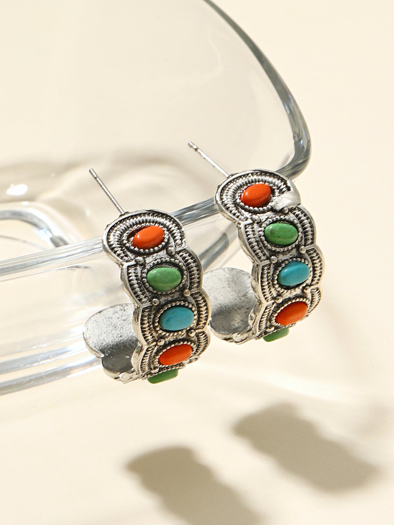 Turquoise Vintage Geometric Cross Earrings - product image 9