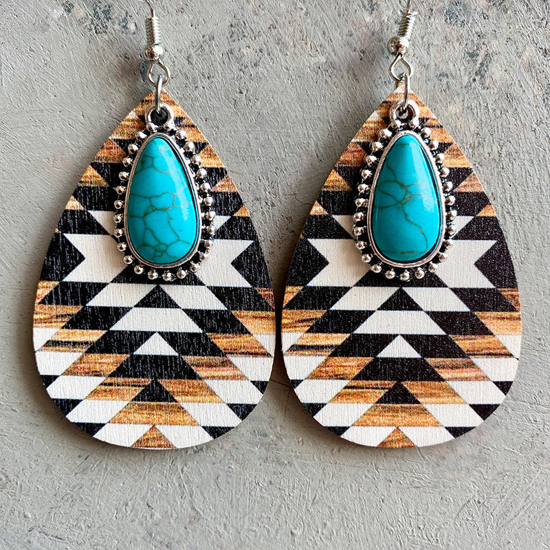 Western Turquoise Boho Vintage Cross Earrings for Women - product image 2