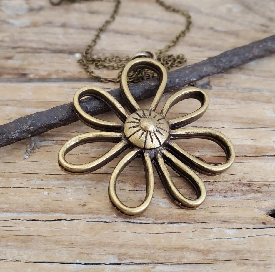Vintage Floral Cross Necklace for Women