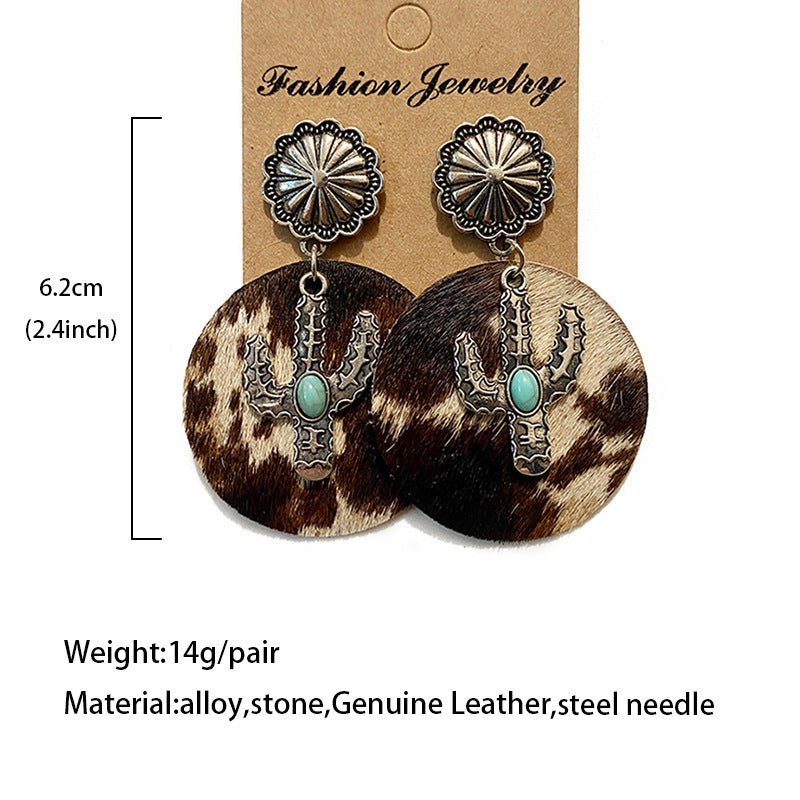 Western Boho Vintage Cactus Cross Earrings - product image 4