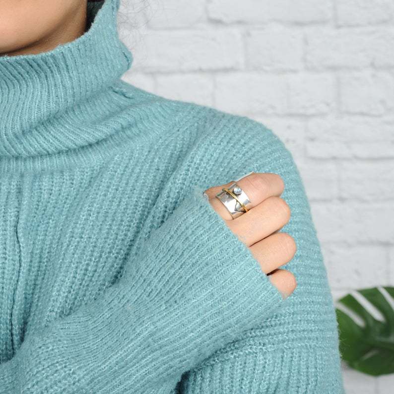 Vintage Moon Cross Ring