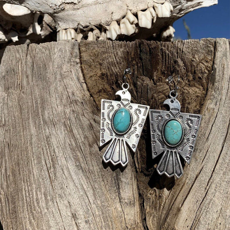 Turquoise Boho Vintage Statement Earrings - product image 2