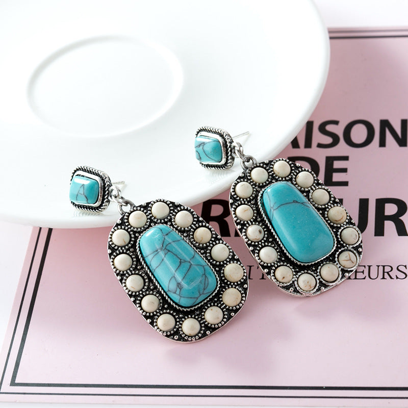 Turquoise Statement Cross Earrings - product image 2