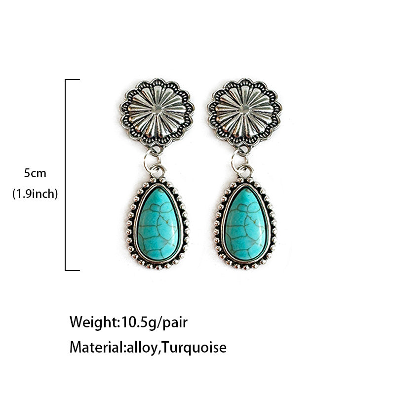 Western Turquoise Floral Cow Skull Cross Earrings - product image 4