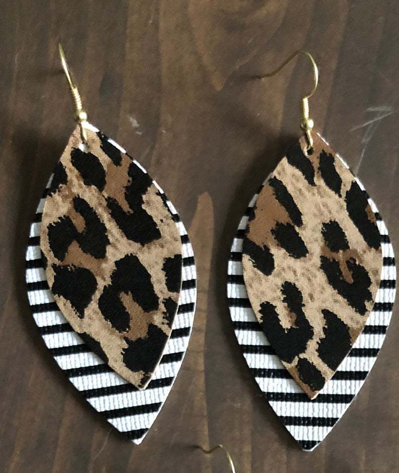 Cross Leather Earrings