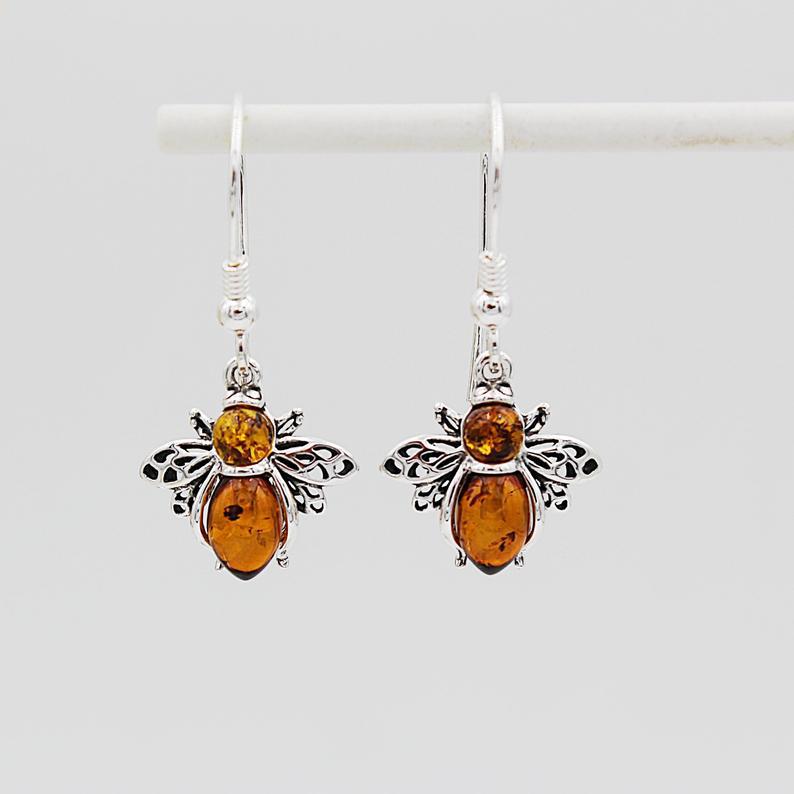 Cross Bee Crystal Earrings - product image 1
