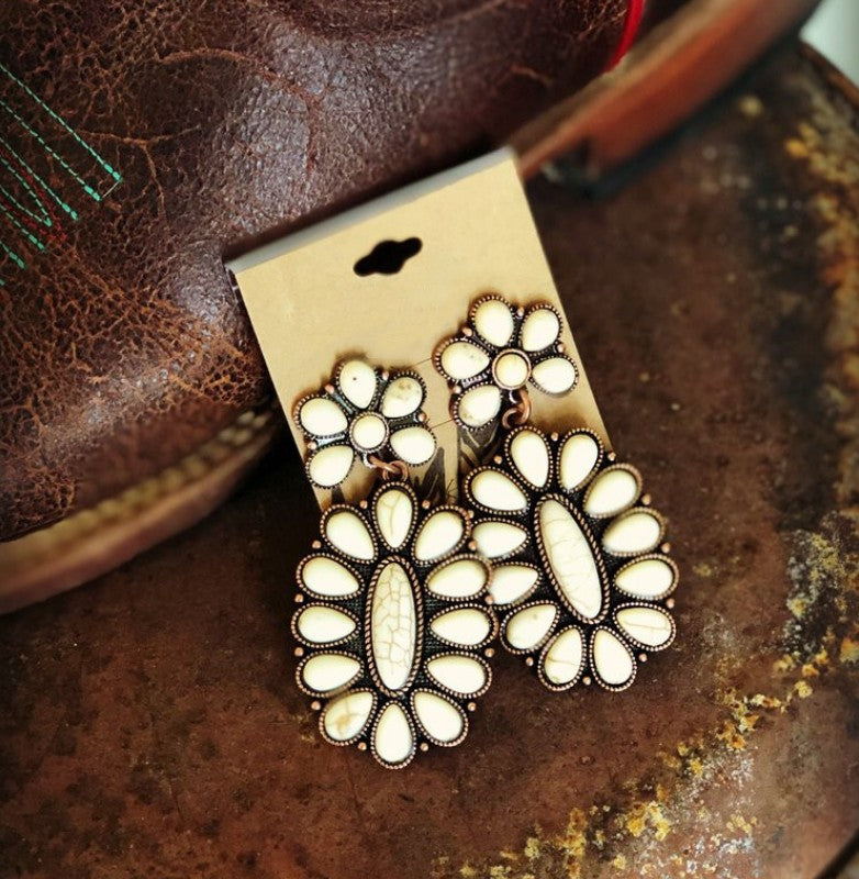 Turquoise Statement Cross Earrings