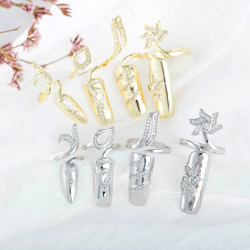 Personalized Fashion Creative Open Design Women's Ring-shaped Nail Rings with