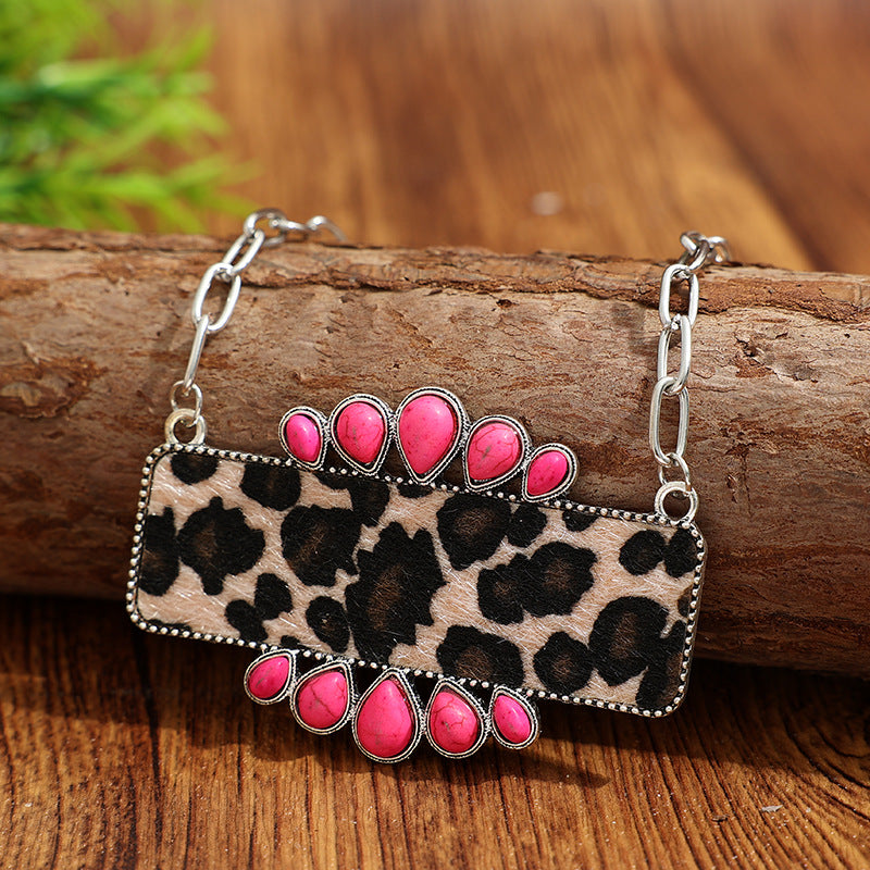 Turquoise Boho Vintage Geometric Necklace - product image 7