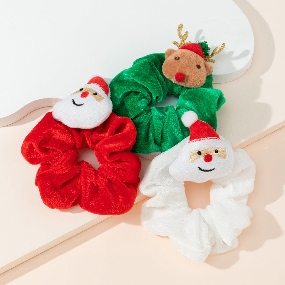 Christmas Velvet Scrunchies - Santa Claus and Deer Hair Ties - Korean Bun - product image 23