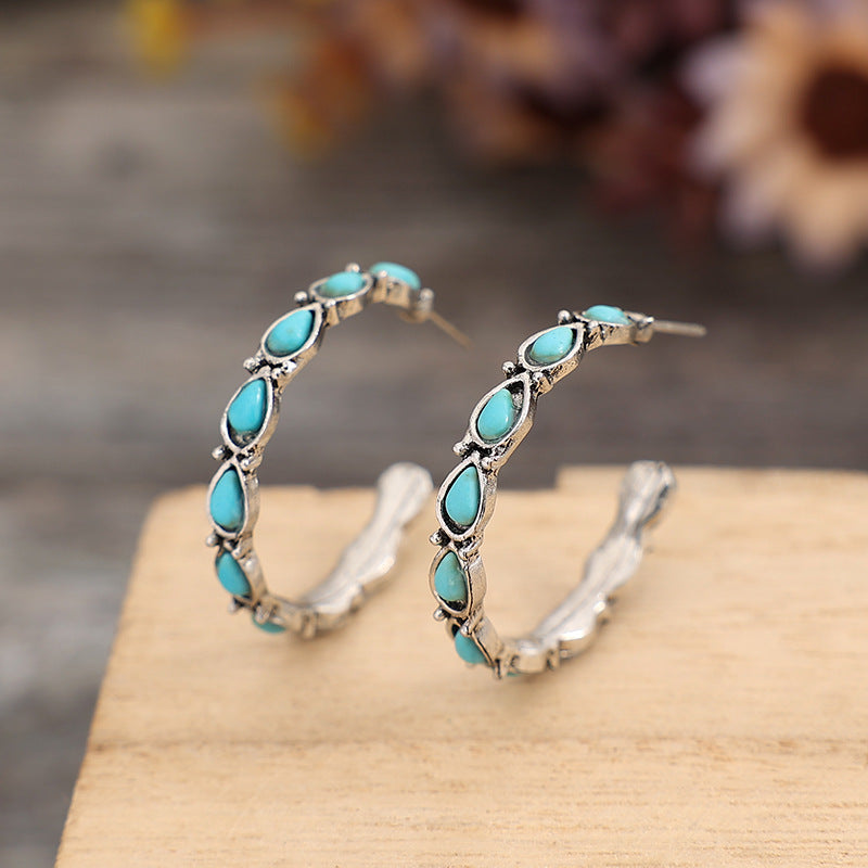 Western Turquoise Statement Cross Earrings - product image 4