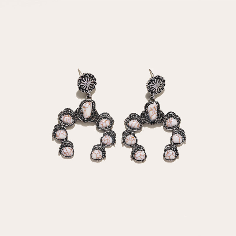 Turquoise Vintage Statement Floral Cross Earrings - product image 4