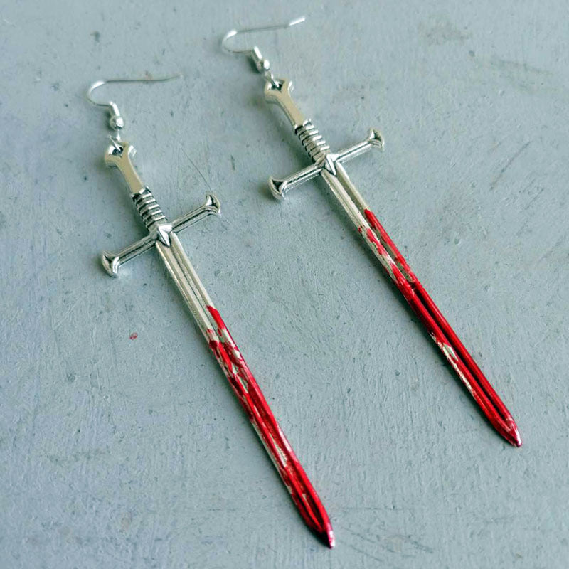 Bloodstained Horror Halloween Earrings Scissors Axe Knife Unique Party - product image 16