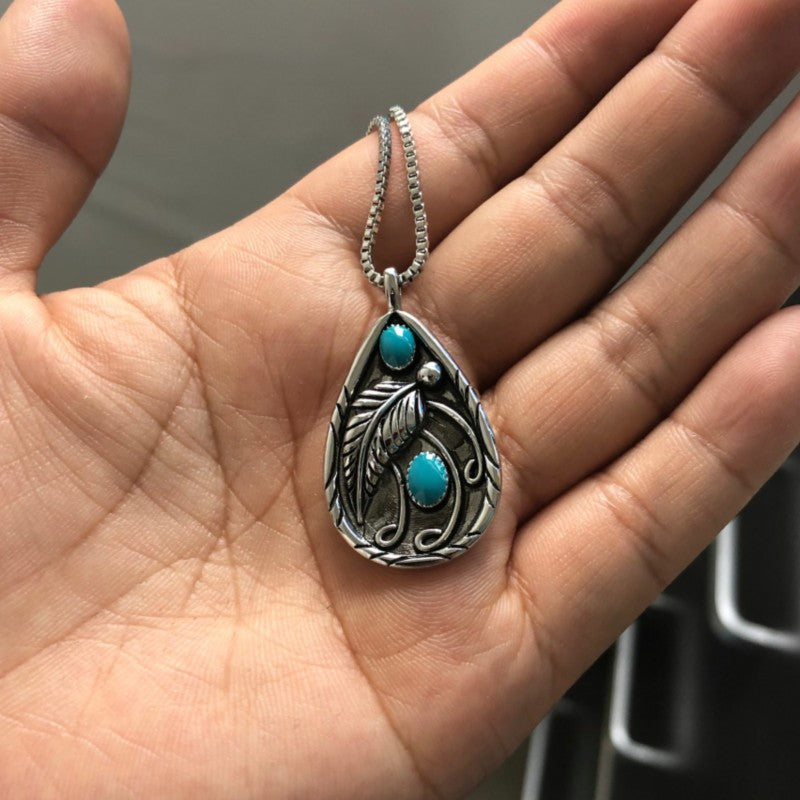 Turquoise Vintage Feather Necklace - product image 3