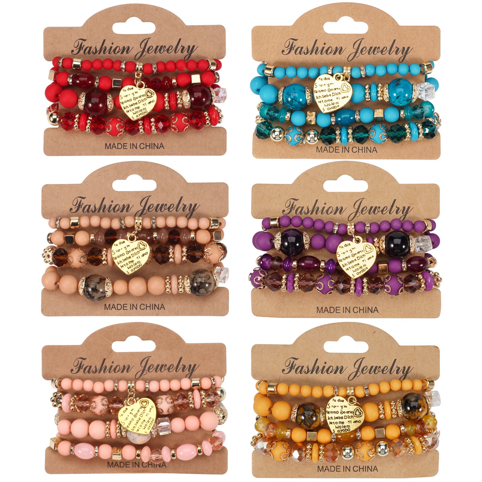 Boho Heart Cross Beaded Crystal Necklace for Women
