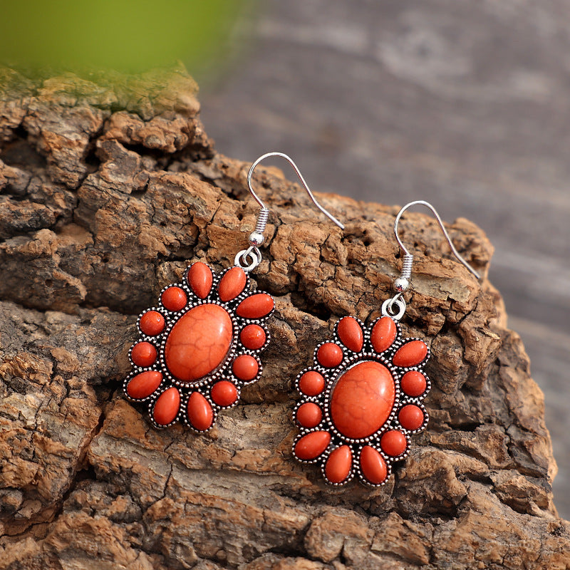 Western Turquoise Vintage Statement Cross Earrings - product image 8