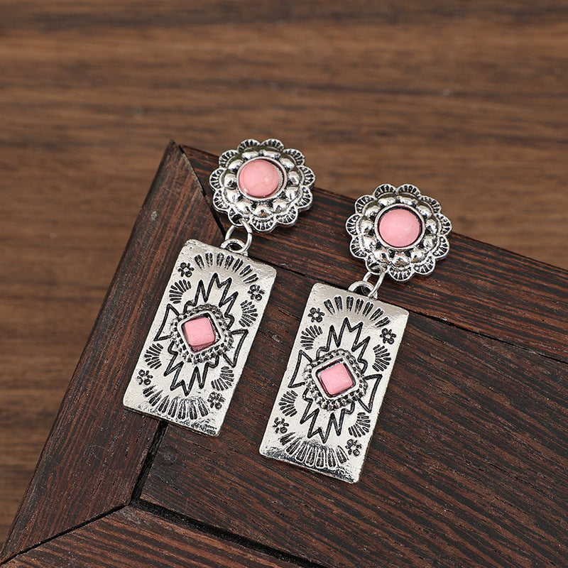 Turquoise Boho Floral Earrings - product image 4
