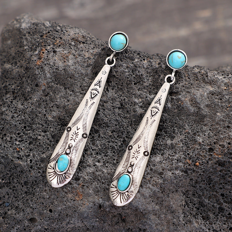Western Turquoise Boho Vintage Statement Earrings - product image 4