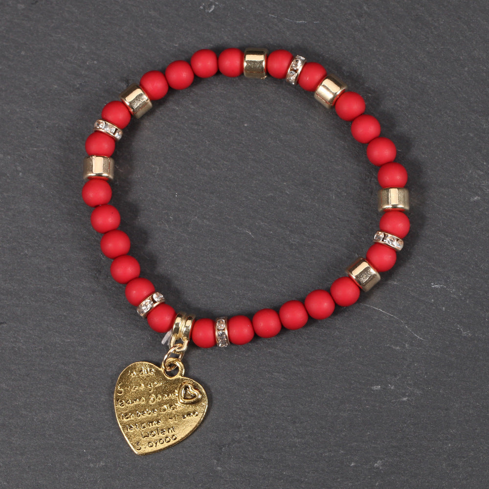 Boho Heart Cross Beaded Crystal Necklace for Women