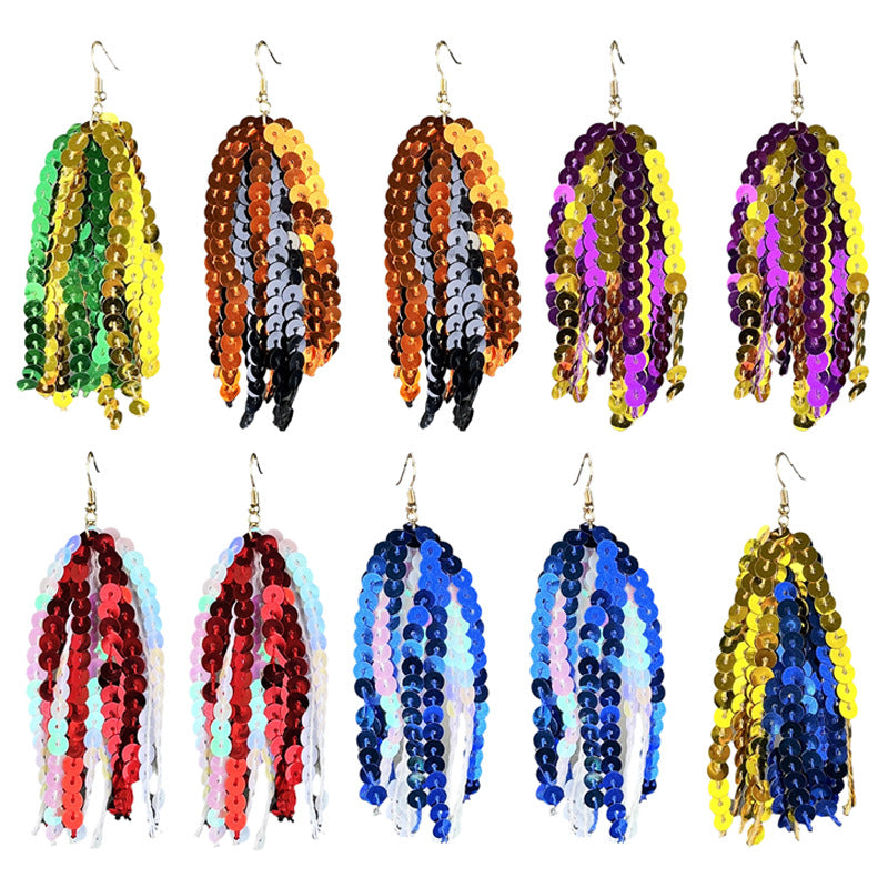 Supply: Multi-color Sparkling Tassel Earrings for Sports Seasons - - product image 1