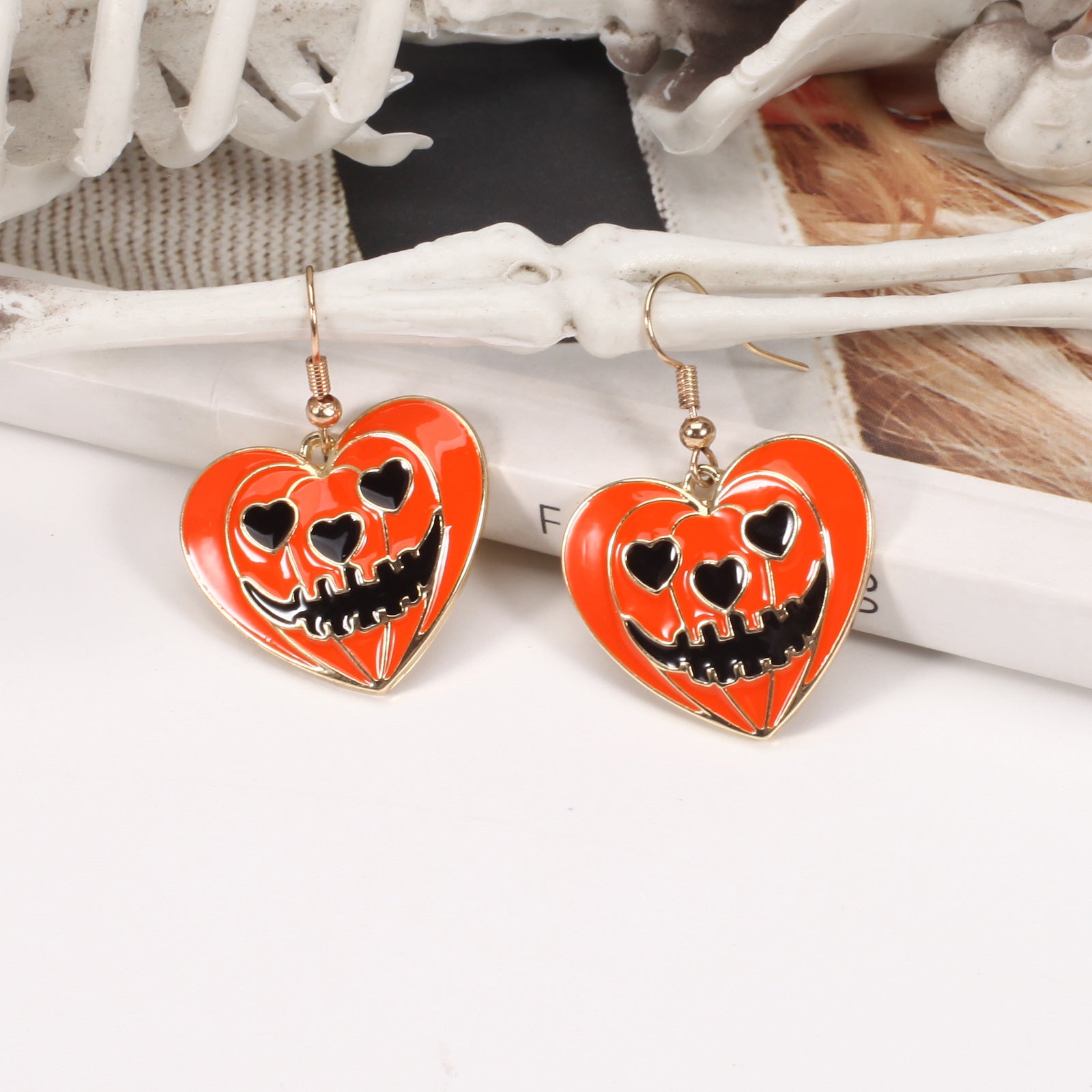 Pumpkin Hat Ghost Skull Bat Spider Web Pattern Earrings Halloween Party Ear - product image 3