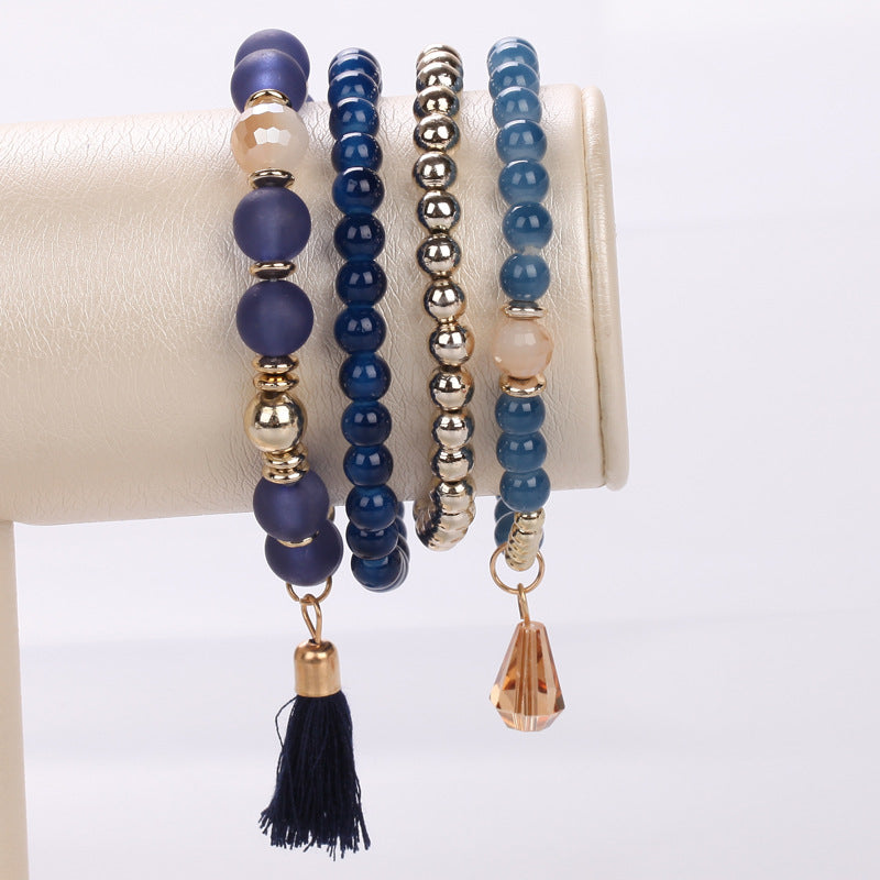 Women's Bracelets Multi-layered Glass Stone Bracelet Fabric Tassel Bracelet - product image 22