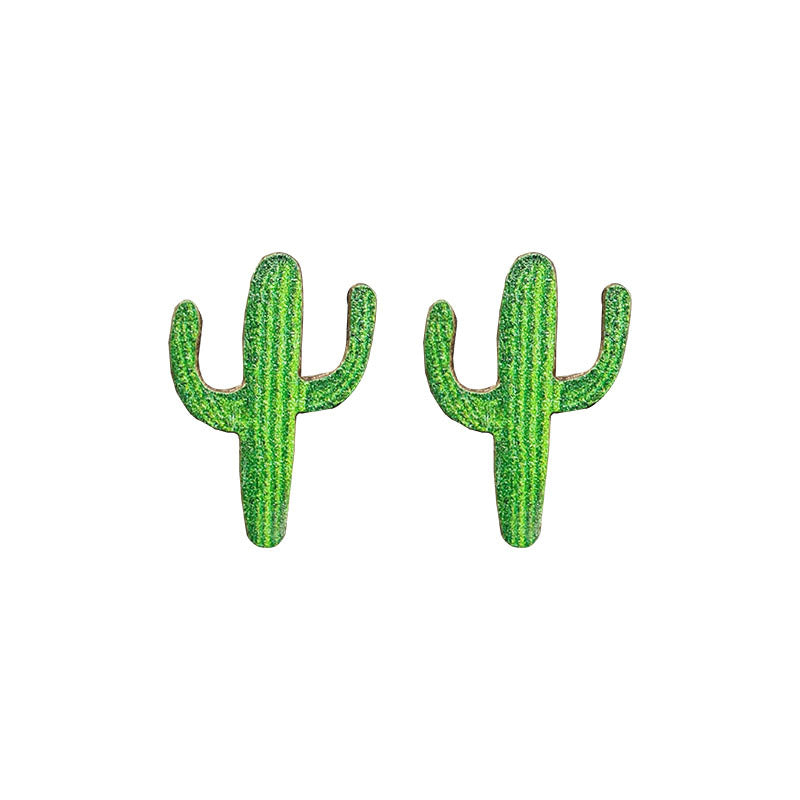 Cow Skull Horse Cactus Cross Wood Earrings - product image 5