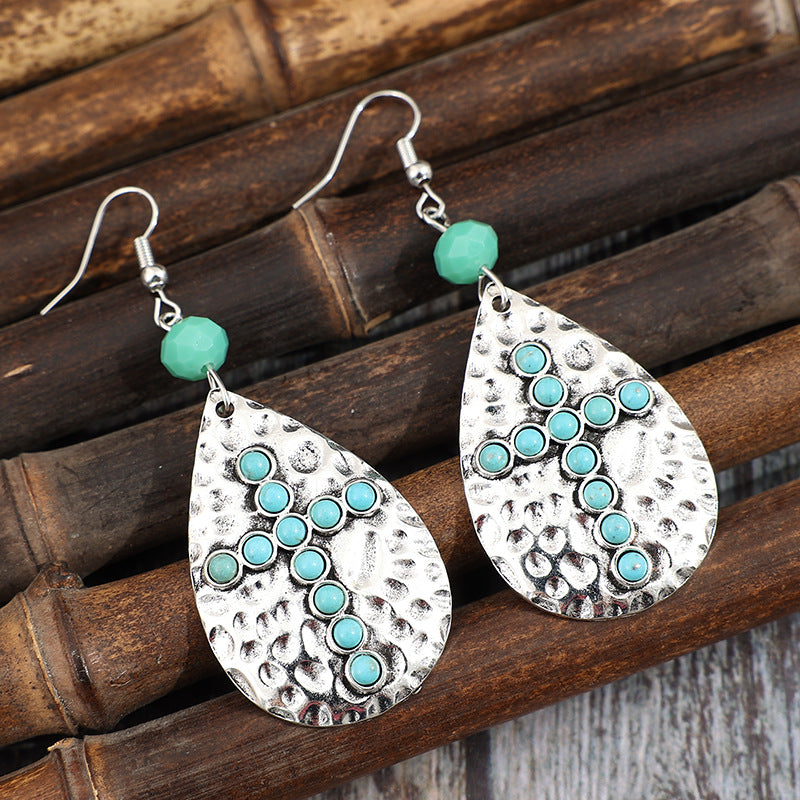 Turquoise Boho Cross Earrings - product image 2