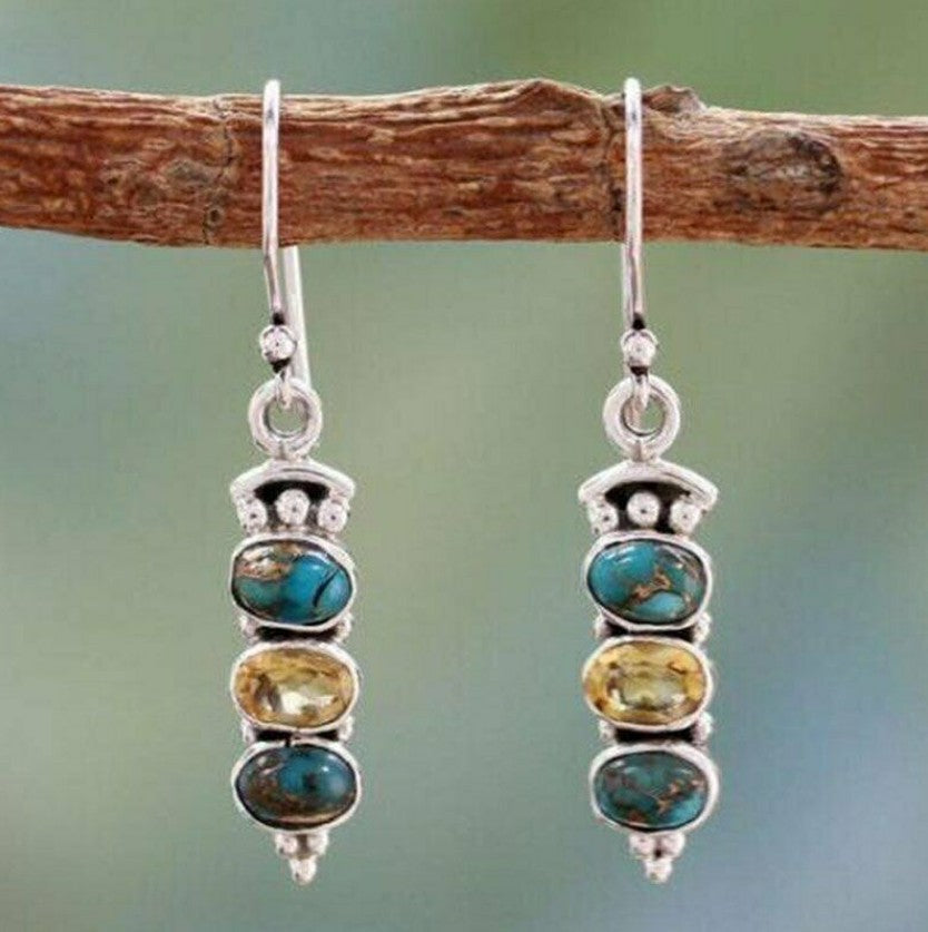 Earrings Inlaid with Sea Blue Topaz for Women Creative Rotating Water Drop - product image 18