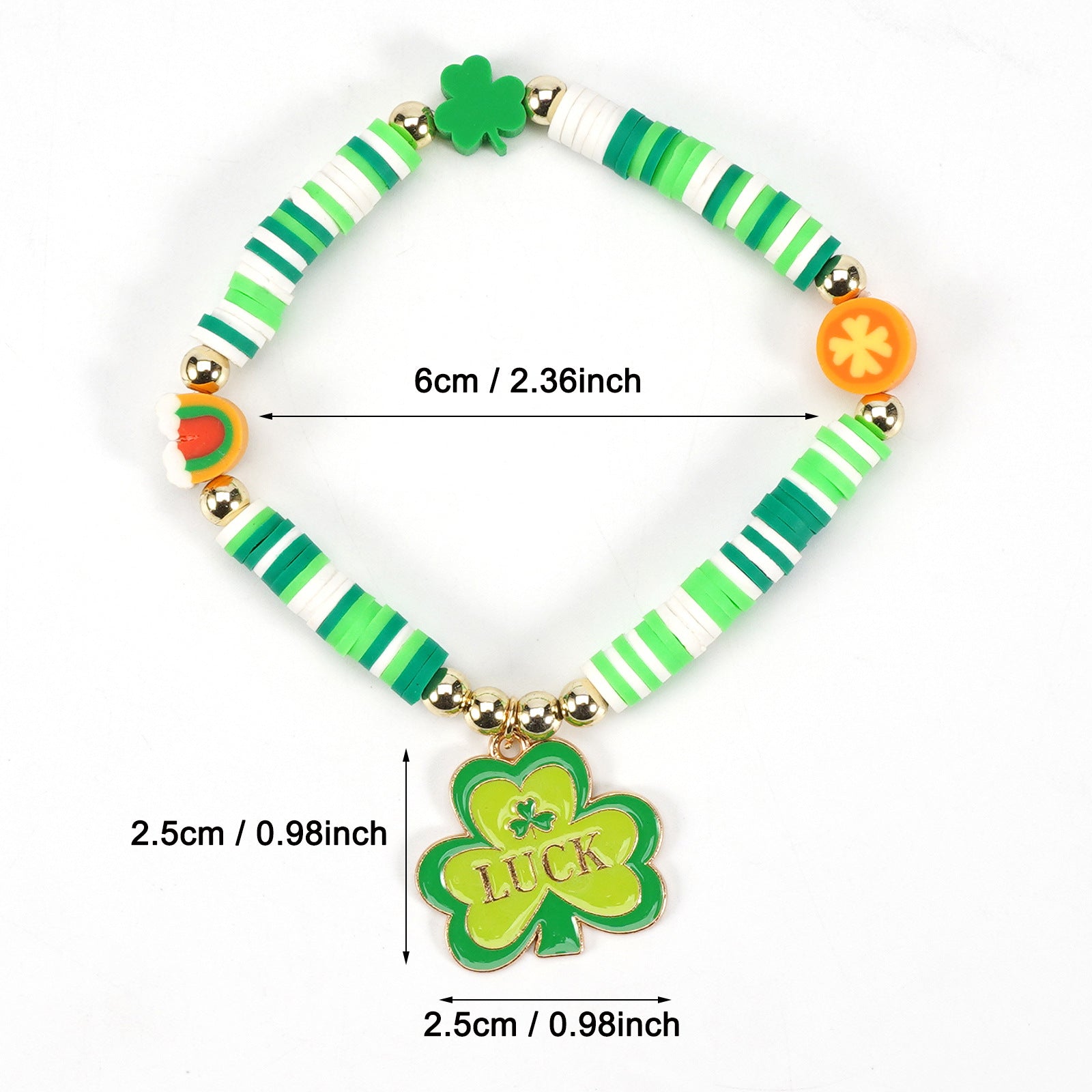 St. Patrick's Day Bracelet with A Fresh Green Clover Pendant and Lucky Letter - product image 2