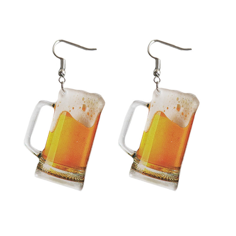 Cross Wine Glass Acrylic Earrings for Women