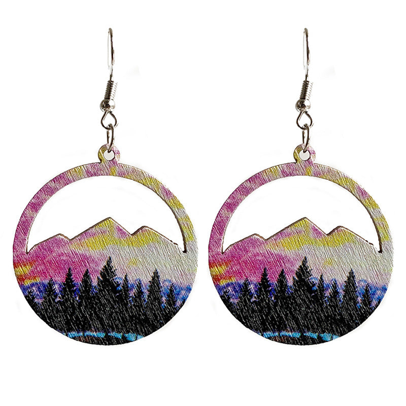 Western Geometric Cactus Wood Earrings - product image 5
