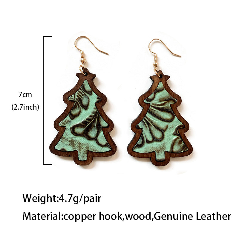 Western Vintage Wood Leather Earrings - product image 4