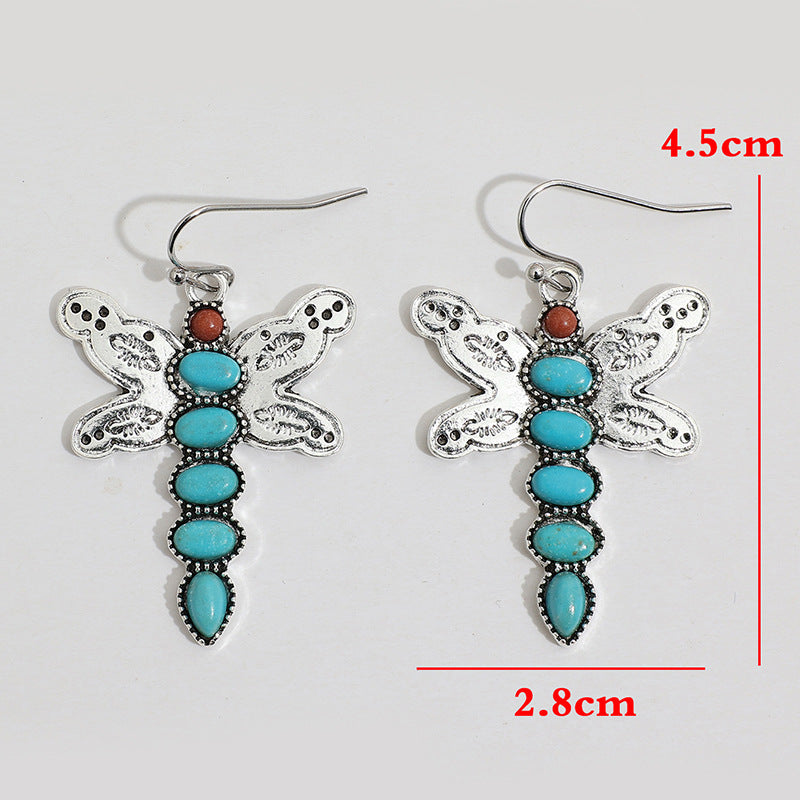 Turquoise Boho Vintage Cross Earrings - product image 5