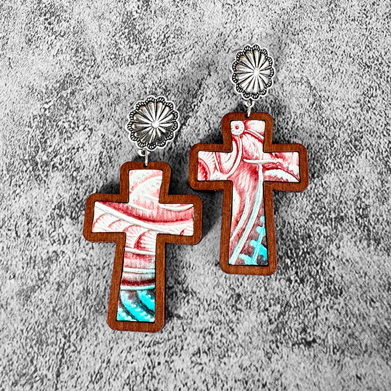 Western Cross Leather Earrings - product image 15