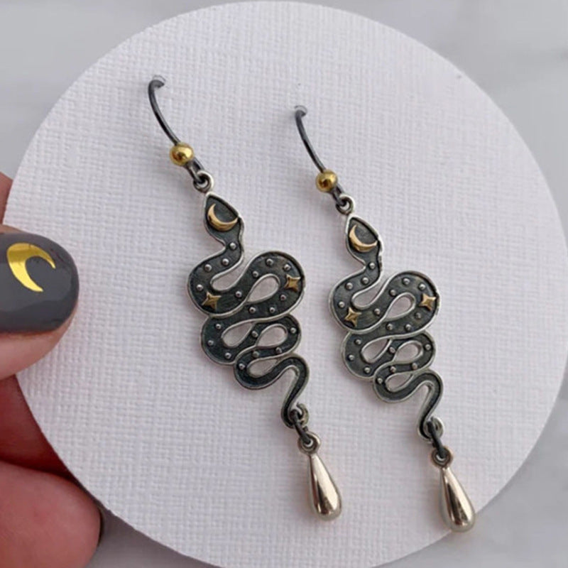 Vintage Moon Cross Earrings