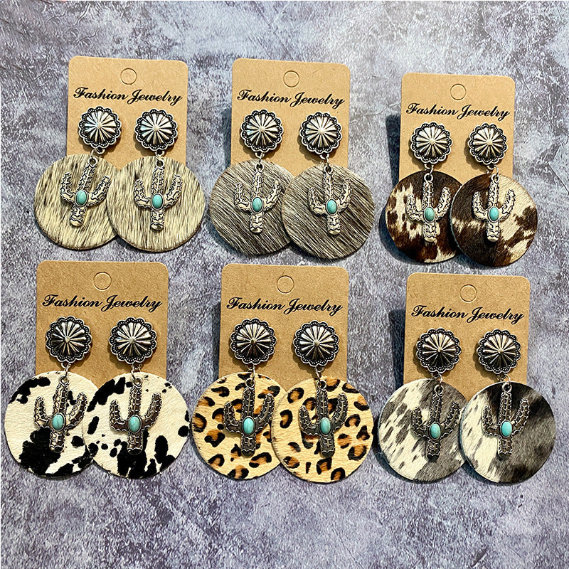 Western Boho Vintage Cactus Cross Earrings - product image 1