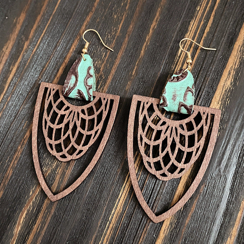 Vintage Statement Cross Wood Earrings - product image 3