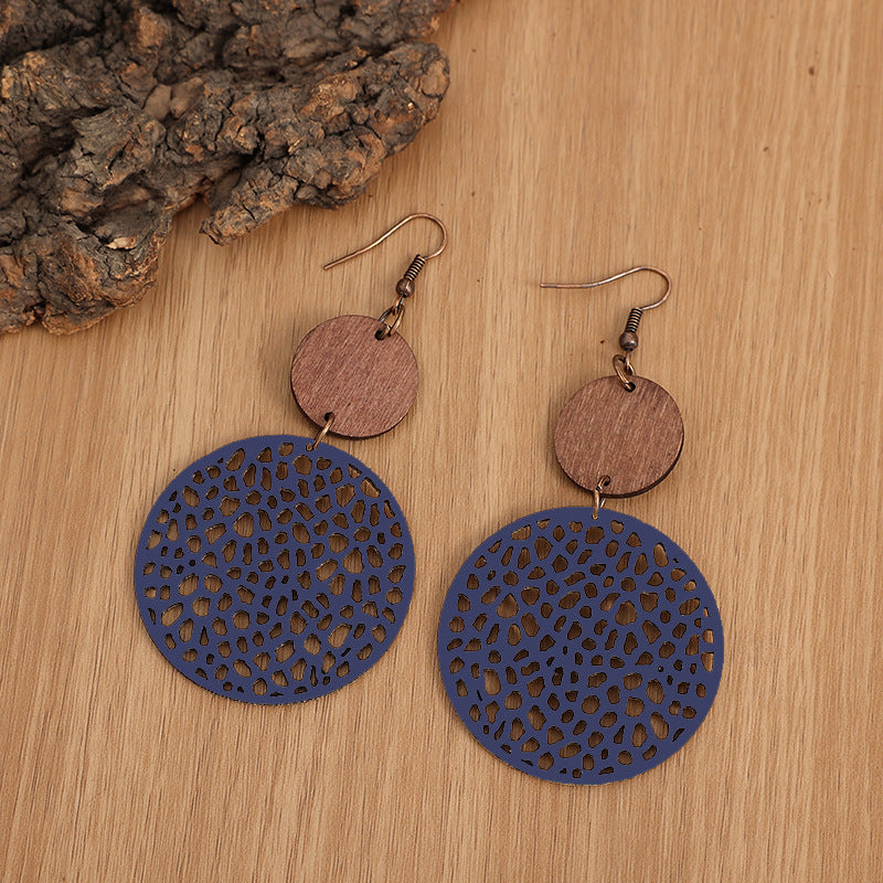 Boho Vintage Cross Wood Leather Earrings - product image 15