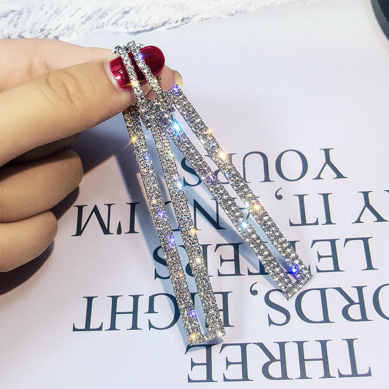 Statement Geometric Cross Crystal Earrings - product image 3